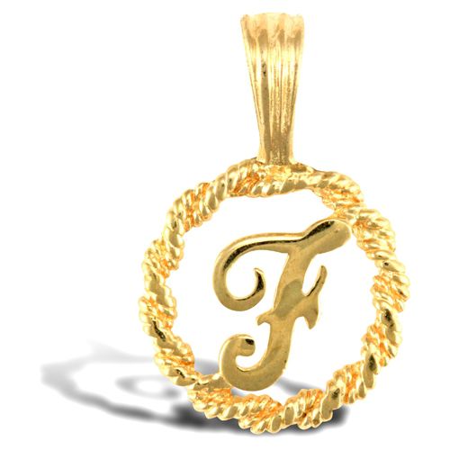 9ct Yellow Gold Rope initial Pendant