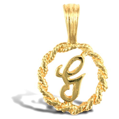 9ct Yellow Gold Rope initial Pendant