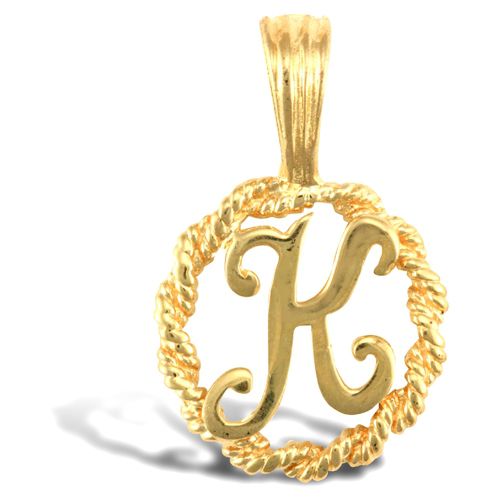 9ct Yellow Gold Rope initial Pendant