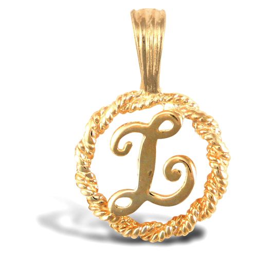 9ct Yellow Gold Rope initial Pendant