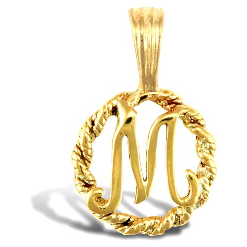 9ct Yellow Gold Rope initial Pendant