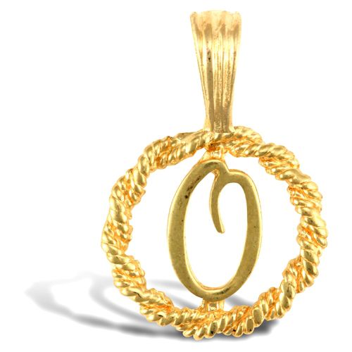 9ct Yellow Gold Rope initial Pendant