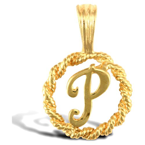9ct Yellow Gold Rope initial Pendant