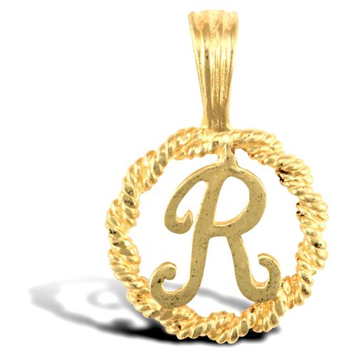 9ct Yellow Gold Rope initial Pendant
