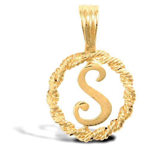 9ct Yellow Gold Rope initial Pendant