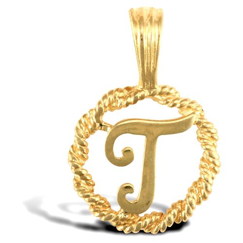 9ct Yellow Gold Rope initial Pendant
