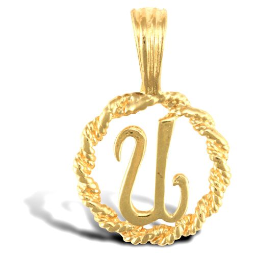 9ct Yellow Gold Rope initial Pendant