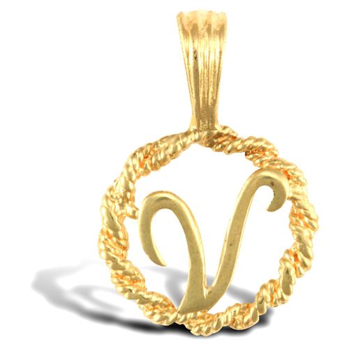 9ct Yellow Gold Rope initial Pendant