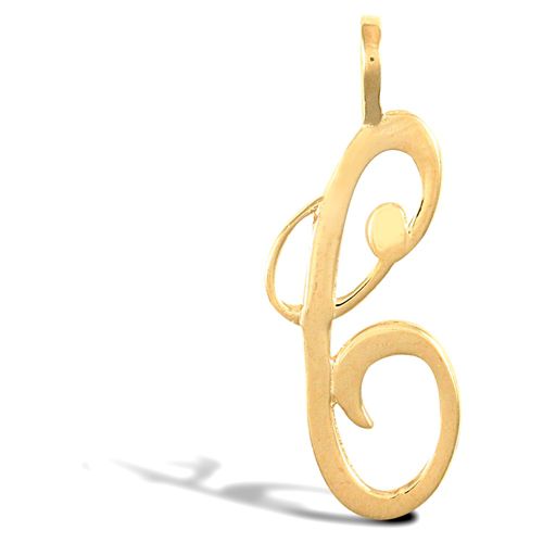 9ct Yellow Gold Polished Script Initial Pendant