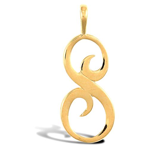 9ct Yellow Gold Polished Script Initial Pendant