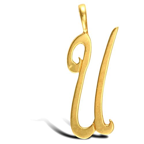 9ct Yellow Gold Polished Script Initial Pendant