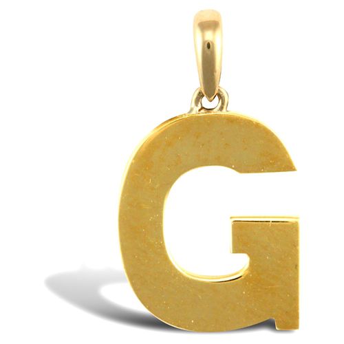 9ct Yellow Gold Plain Initial Pendant