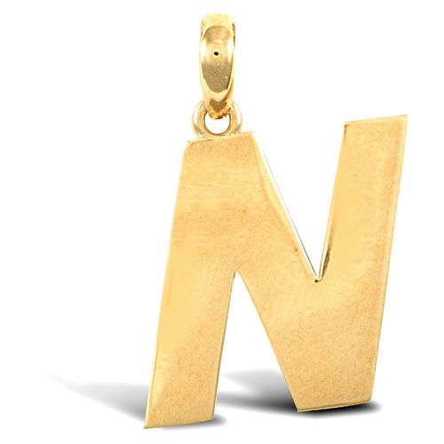 9ct Yellow Gold Plain Initial Pendant