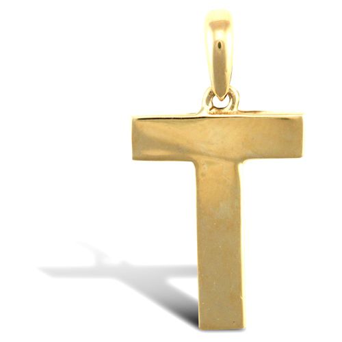 9ct Yellow Gold Plain Initial Pendant