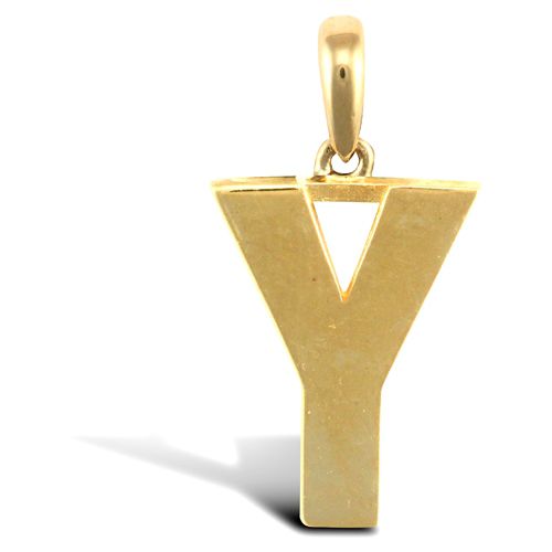9ct Yellow Gold Plain Initial Pendant