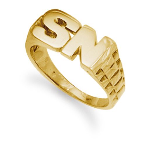 9ct Yellow Gold Initial Blank Ring