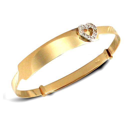 9ct Yellow Gold Childs Cubic Zirconia Expandable Bangle