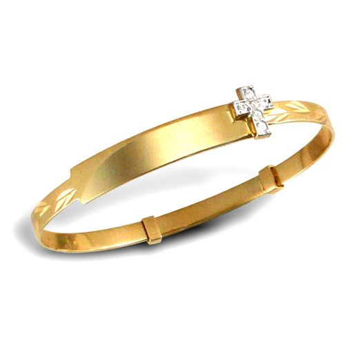 9ct Yellow Gold Childs Cubic Zirconia Expandable Bangle