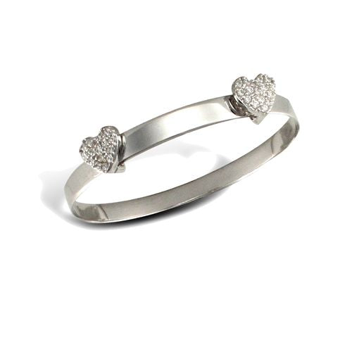 9ct White Gold Childrens / baby Cubic Zirconia Bangle
