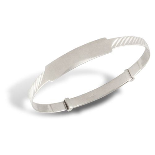 9ct White 3mm Childrens / baby Expanding Id Bangle