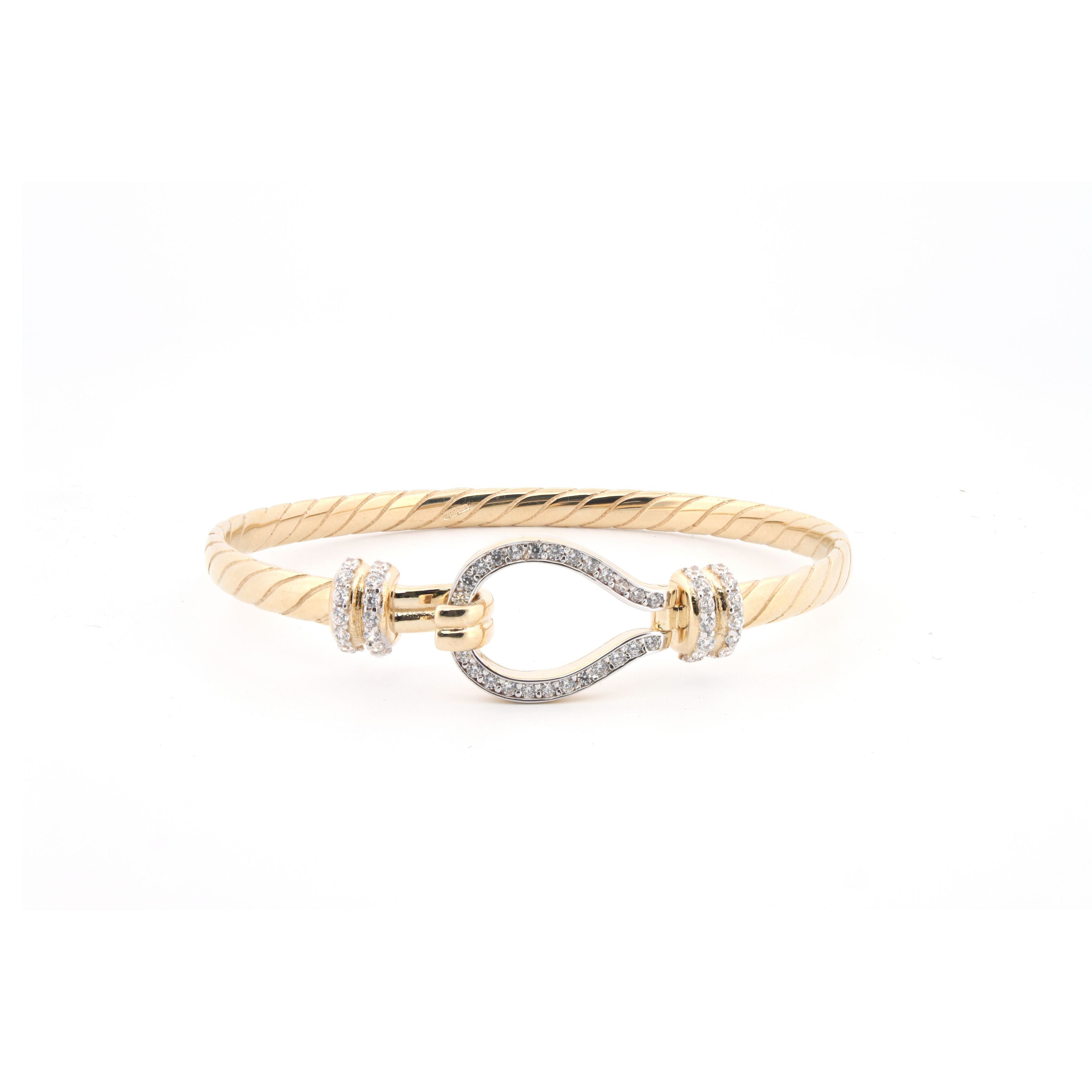 9ct Yellow Cubic Zirconia set child hook bangle