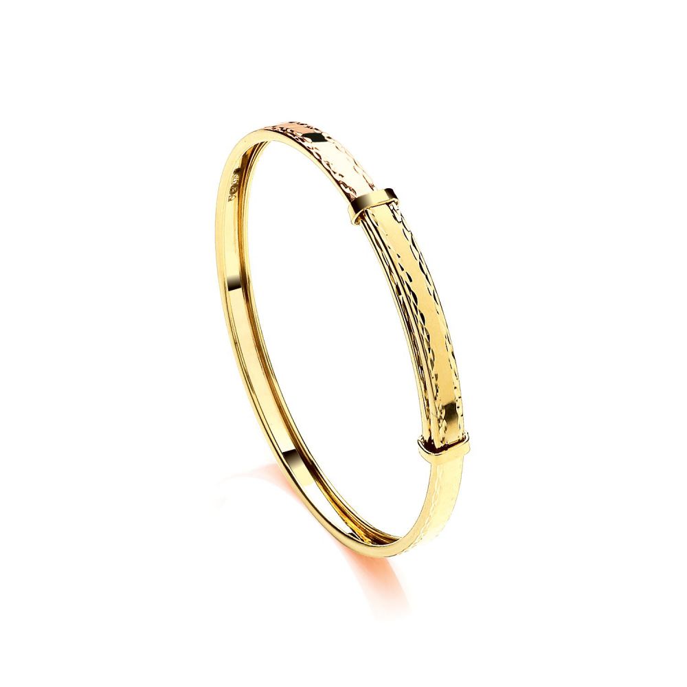9ct Gold Childs Diamond Cut Expandable Bangle