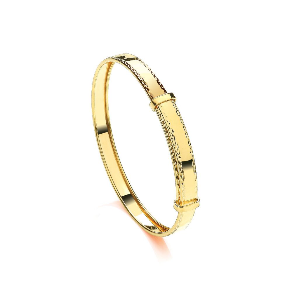9ct Yellow Gold Childs 4mm Diamond Cut Expandable Bangle
