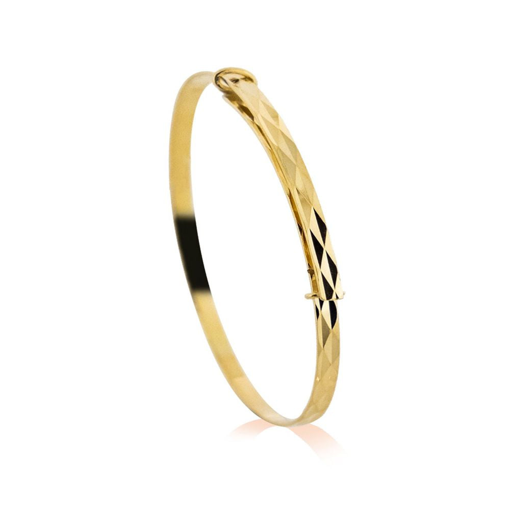 JKB111A | 9ct Yellow Gold Childs 2mm Mosaic Expandable Bangle