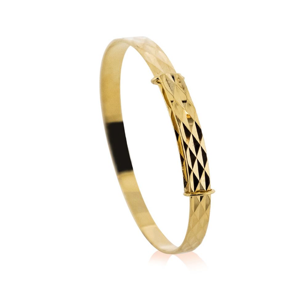 9ct Yellow Gold Childs 3mm Mosaic Expandable Bangle