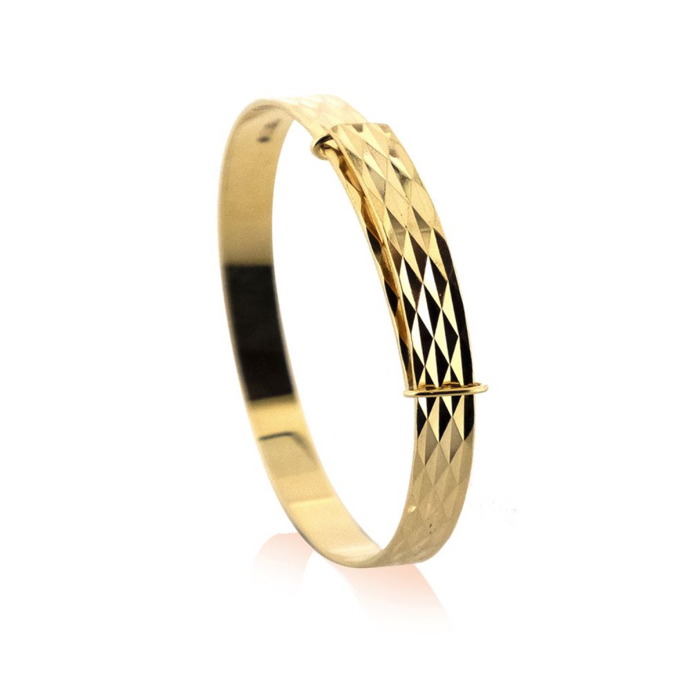 9ct Yellow Gold Childs 4mm Mosaic Expandable Bangle