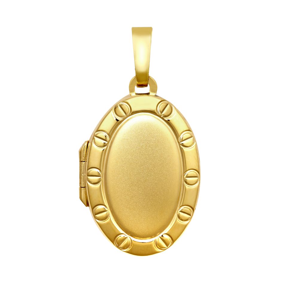 9ct Yellow Gold Screw Pattern Oval Locket