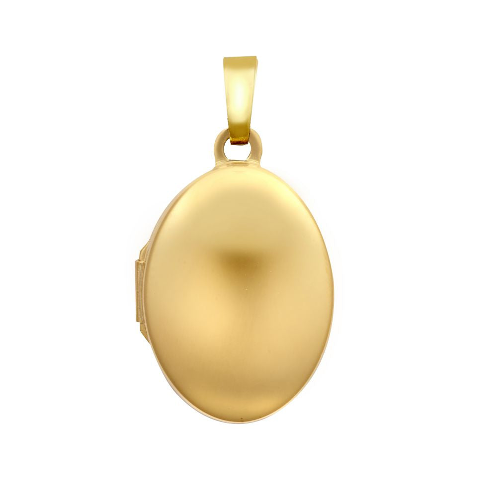 9ct Yellow Gold Polished front with a Groove Pattern on the back Oval Locket