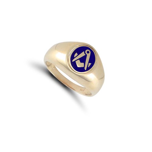 9ct Yellow Gold Enamelled Swivel Centre Masonic Ring