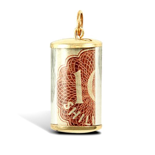 Plastic Casing Ten Shilling Pendant with 9ct Fittings