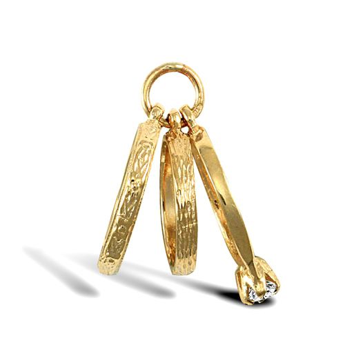 9ct Yellow Gold 3-Rings Pendant
