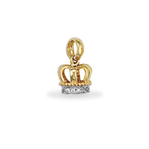JPD312 | 9ct Yellow Gold Cubic Zirconia Crown Pendant