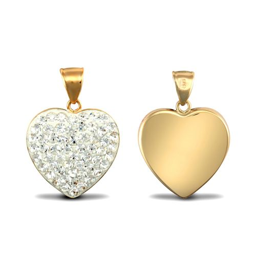 9ct Yellow Gold Crystal White Heart Pendant