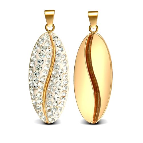 9ct Yellow Crystal Coffee Bean Pendant