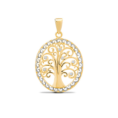 9ct Yellow and White Gold Tree of Life Charm Pendant