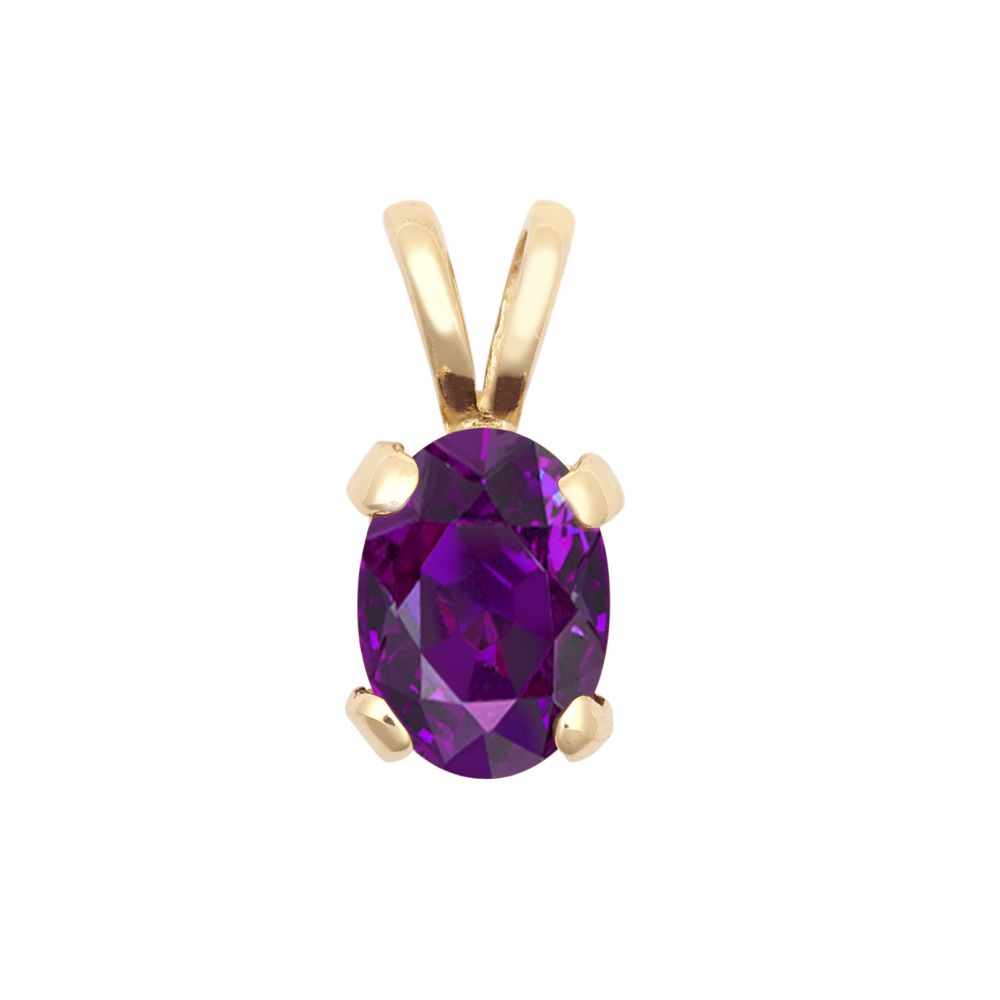 9ct Yellow Gold 7x5 Amethyst Pendant