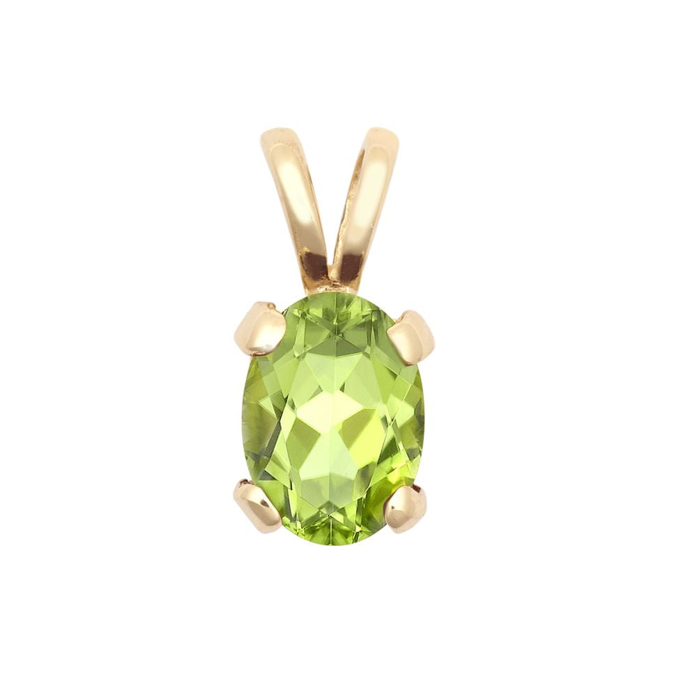 9ct Yellow Gold 7x5 Peridot Pendant