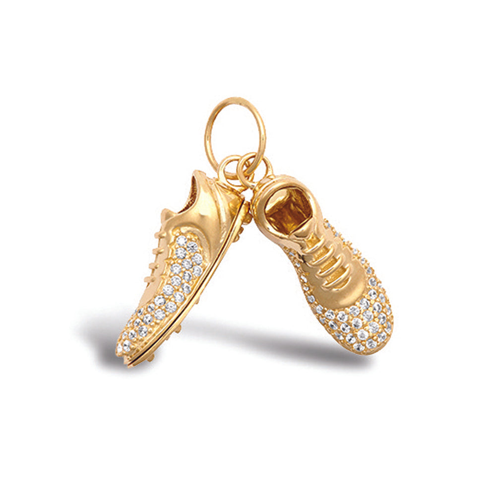 9ct Yellow Gold Cubic Zirconia set pair football boots