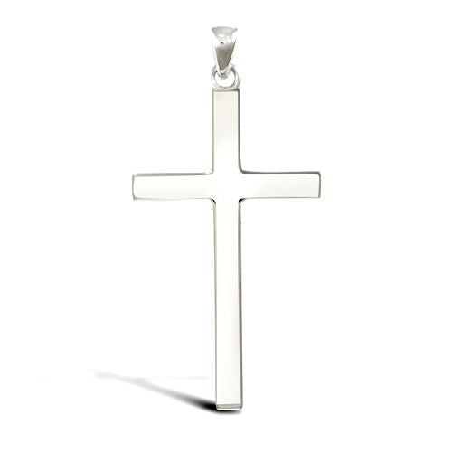 9ct White Gold Solid Cross