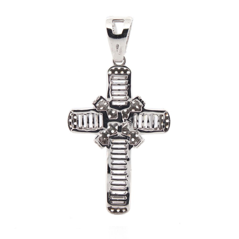 9ct White Gold Cubic Zirconia Set Cross