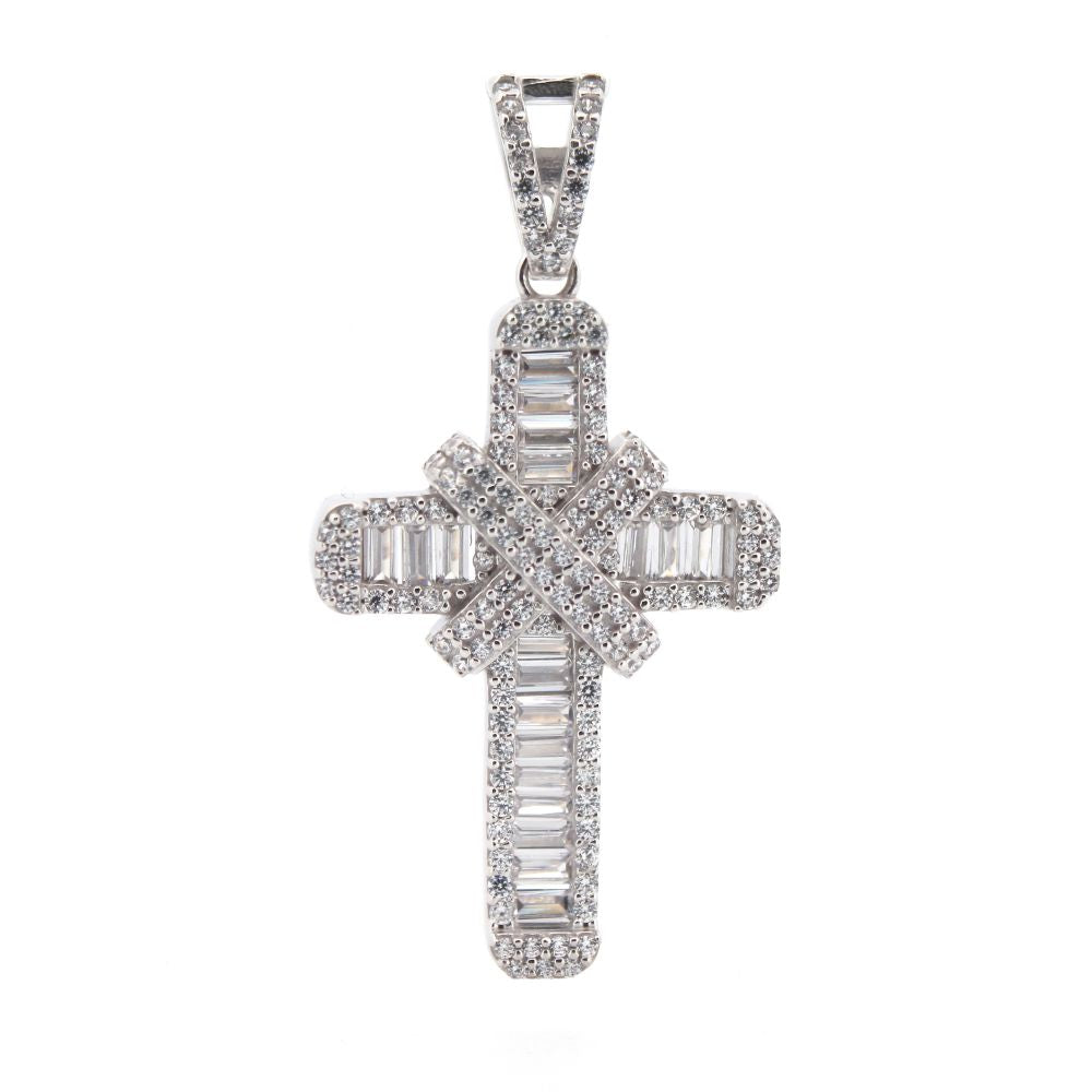 9ct White Gold Cubic Zirconia Set Cross