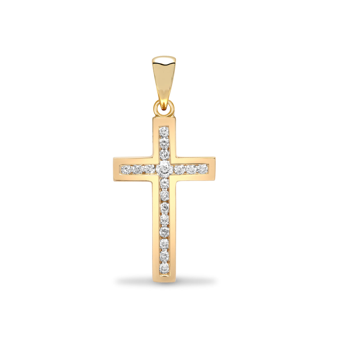 9ct Gold Channel Set Cubic Zirconia Cross