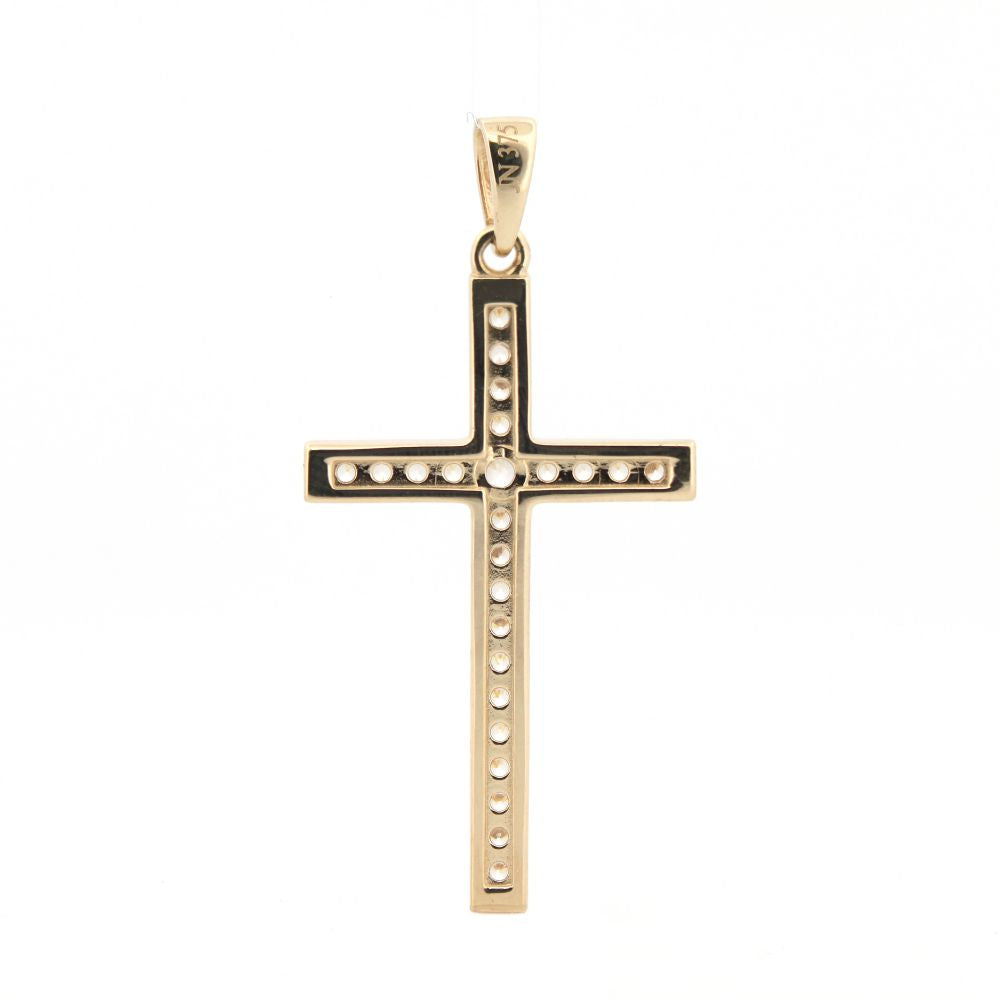 9ct Yellow Gold Channel Set Cubic Zirconia Cross