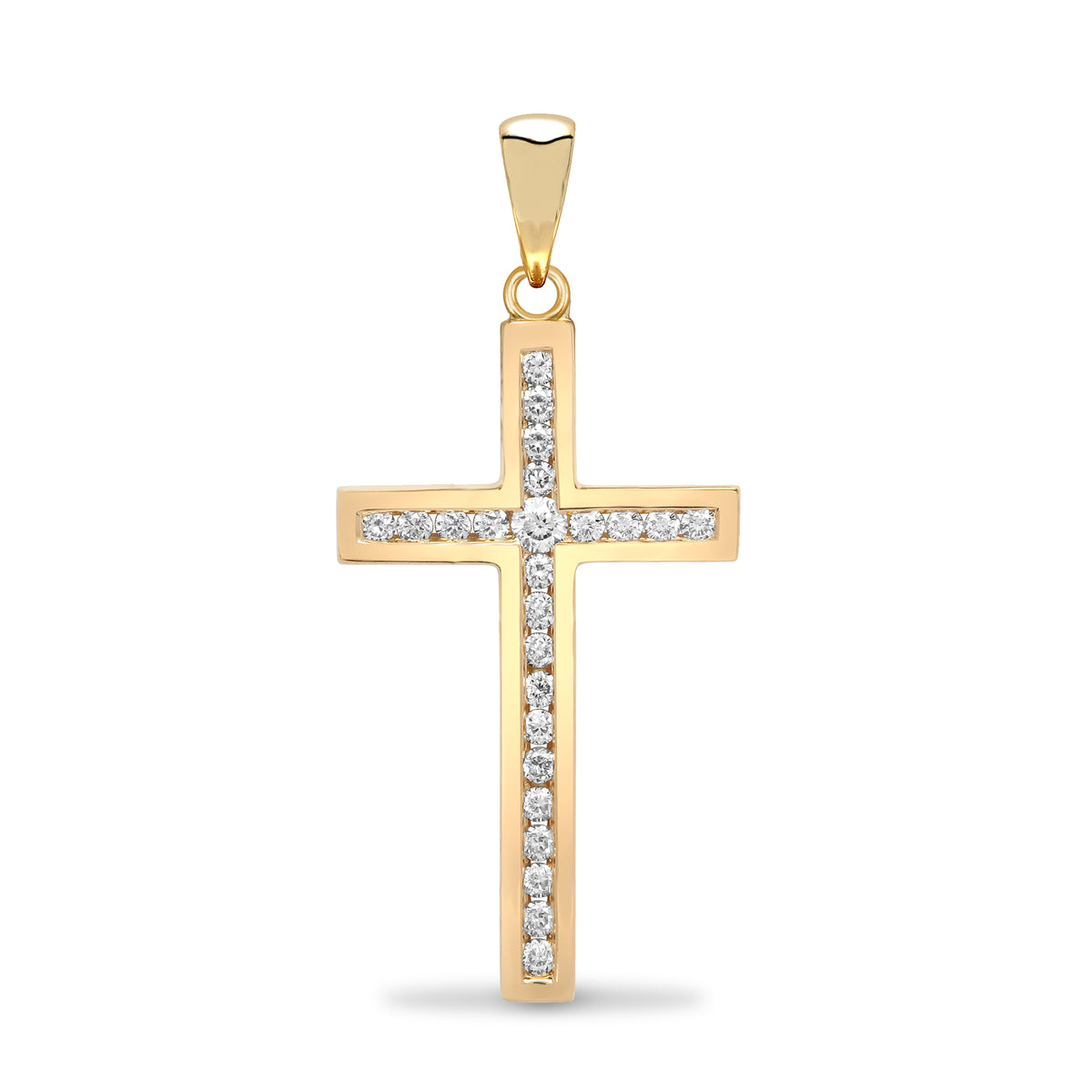 9ct Gold Channel Set Cubic Zirconia Cross