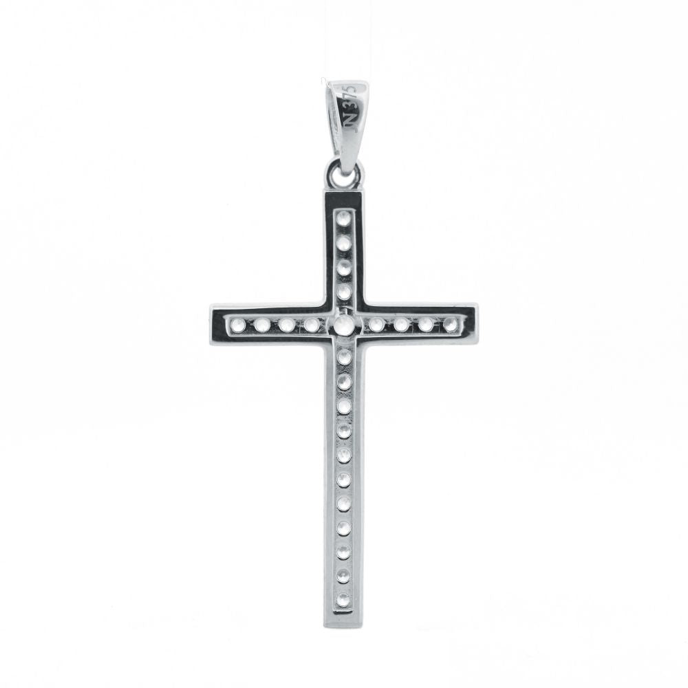 9ct White Gold Channel Set Cubic Zirconia Cross