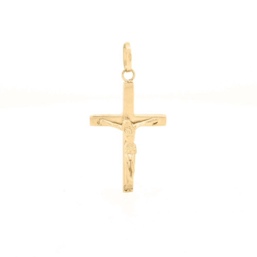 9ct Yellow Gold Square Tube Hollow Crucifix